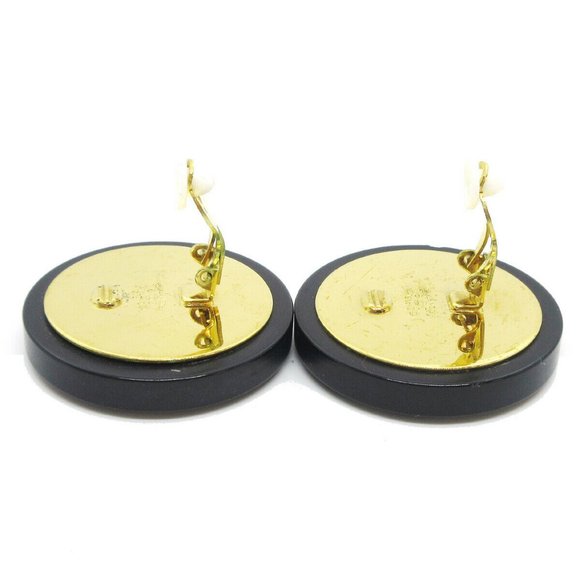 CHANEL Huge Button Motif Earrings Black Clip-On 29 - Picture 4 of 4